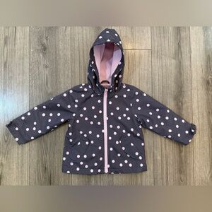 Carter's Pink Polka Dot Fleece Jacket 3T Grey Bow Detail Full Zip Cute Outerware